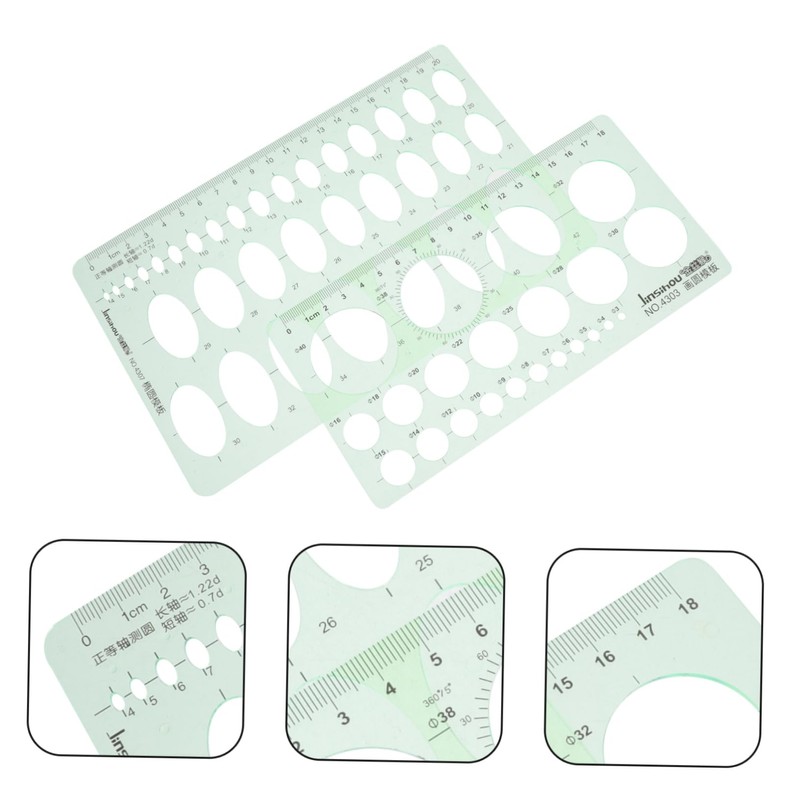STOBOK 2pcs Geometric Ruler Ellipse Template Circle Stencil Stencils for