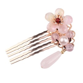 Mikinona Bridal Hair Comb Pearl Elegant Crystal Flower Bun Comb Hair Accessories for Women