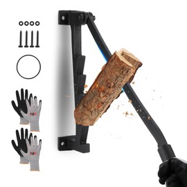 ABX Kindling Splitter, Log Splitter, Wood Splitter Cutter Heavy Duty, Wall Mounted Carbon Steel Firewood Splitter, with Storage Loop*1, Gloves*2, Screw Accessories*4