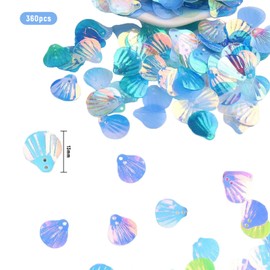 Vbxvsa 13 mm Blue Clear Fish Scales Sequins Holographic Colour Spangles Shell Shape Glitter Beads for Eye Makeup DIY Handmade Costume Bag Accessories