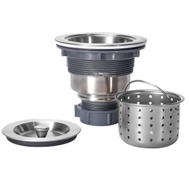 Kit de montaje de drenaje de fregadero de 3-1/2 pulgadas, cesta de colador extraíble para fregadero profundo con tapón de fregadero/tapa de sellado para el hogar, cocina, acero inoxidable