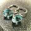LEOPRA Blue Topaz Silver Plated Leverback Earrings 6MM Blue Dangle