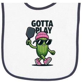 inktastic Funny Gotta Play Pickleball Joke Baby Terry Cloth Bib White and Navy 46dda