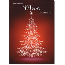doodlecards Mum Christmas Card Snowflake Christmas Tree Medium Size Christmas Card for Mum with Plain Envelope