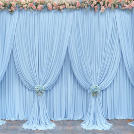 50ft x 10ft Wrinkle Free Baby Blue Wedding Backdrop Curtains for Party Bridal Shower Reception Decorations Baby Blue Fabric Curtain Backdrops Drapes for Photography Baby Shower Birthday Background