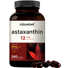 NatureBell Astaxanthin 12mg, 240 Softgels | Natural Antioxidant from Microalgae (AstaX) | Supports Eye, Skin & Cellular Health | Max Strength, 4 Month Supply | Non-GMO, Gluten Free