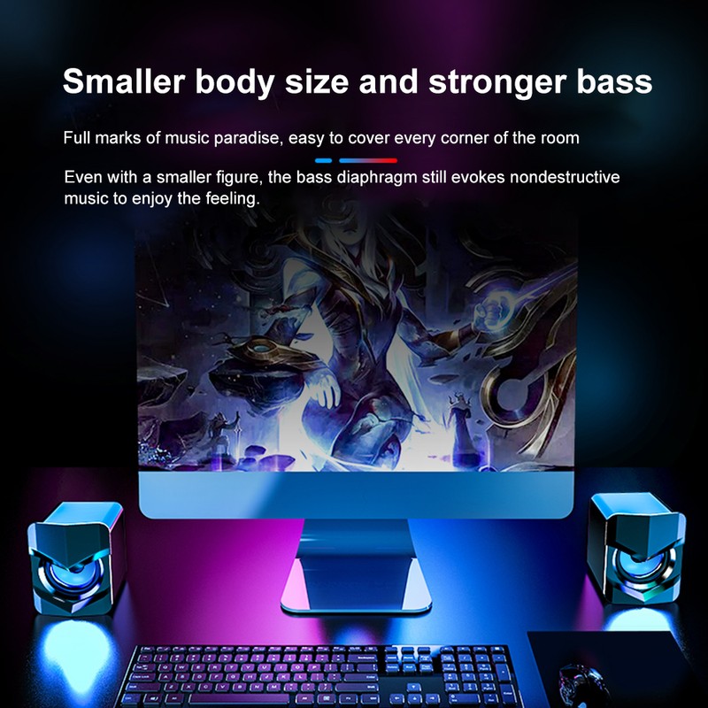 V-158 Mini Desktop Computer Speaker Super Bass Subwoofer 3.5mm Wired