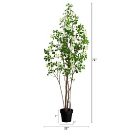 Nearly Natural 6ft. Artificial Dogwood Tree with Real Touch Leaves