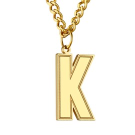 Letter K Gold Chain For Men, Hip Hop 22 inches Initials Pendant For Him