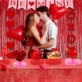 Party Tablecloth Red Glitter - Birthday Tablecloths Foil Plastic Disposable Party Decoration for Carnival Casino Circus Fire Brigade Las Vegas Ruby Wedding Ladybug Valentine's Day Tablecloth