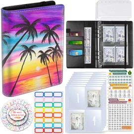 100 Envelopes Money Saving Challenge, Money Saving Budget Binder with Cash Envelopes, Motivational Process to Save $5050, A5 Saving Challenge Book - Coconut Trees in the Sunset
