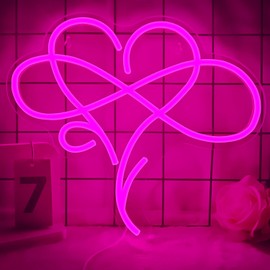 Infinite Heart Neon Sign Dimmable Neon Heart Light for Wall Decor,Heart Funny Led Light for Bedroom Decoration Valentine's Kids Present Room Wedding Party