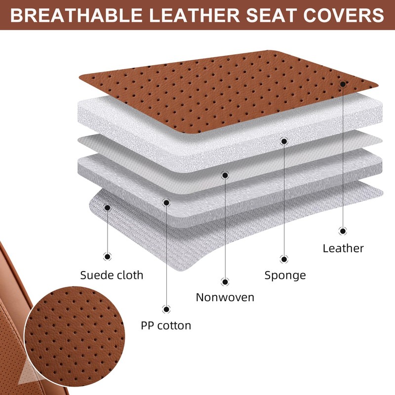 Car Seat Covers Full Set, Breathable Leather Automotive Front and