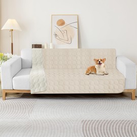 ZNSAYOTX Ultimate Cozy Blankets (68"x82") 100% Waterproof Bed Mat Blanket for Dog Pets, Couch Sofa Protector with Non-Slip Back Washable Durable, Pee Scratch Proof Easy to Clean (Beige)