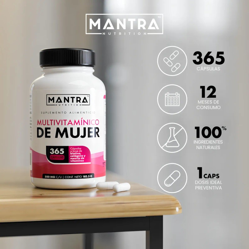 Multivitamínico De Mujer De 365 Cápsulas | Mantra Nutrition Sabor