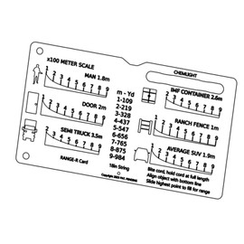 Range Finder Card, Versatile Rangefinder for Hunting, Hunt-R Card, 900m Measurement Slide Rule Tool with 6 Reticles, Suitable for People, Doors, Trucks, Ranches, Fences, and IMF Containers