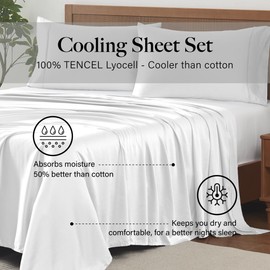 Modern Threads 100% Tencel Lyocell 4-Piece Sheet Set, 400 Thread Count Luxury Bedding, White, California King