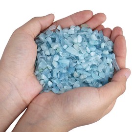 Nupuyai 460 g Gemstones Tumbled Stones Small Healing Stones Decorative Stones Semi-Precious Stones for Decoration Approx. 3-28 mm (Aquamarine)