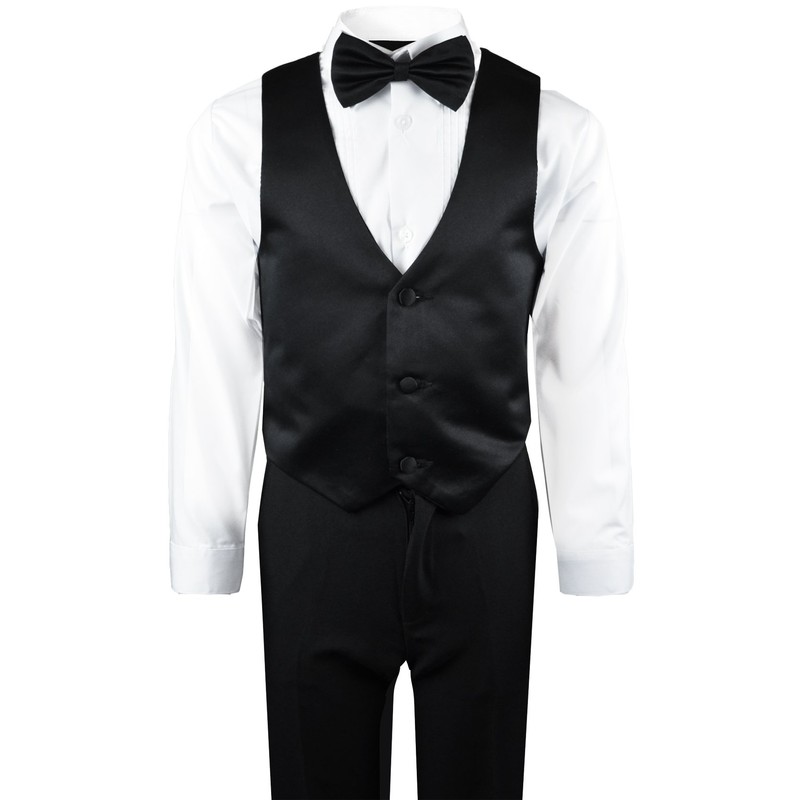 Black n Bianco Conjunto moderno de esmoquin para niño, Negro,