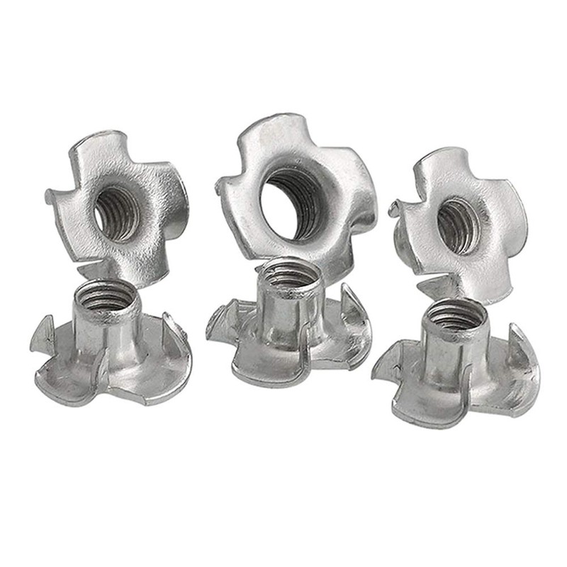 Bestgle Four-Pronged Nuts T-Nuts with Prongs, 100-Piece Set, M6 Nuts