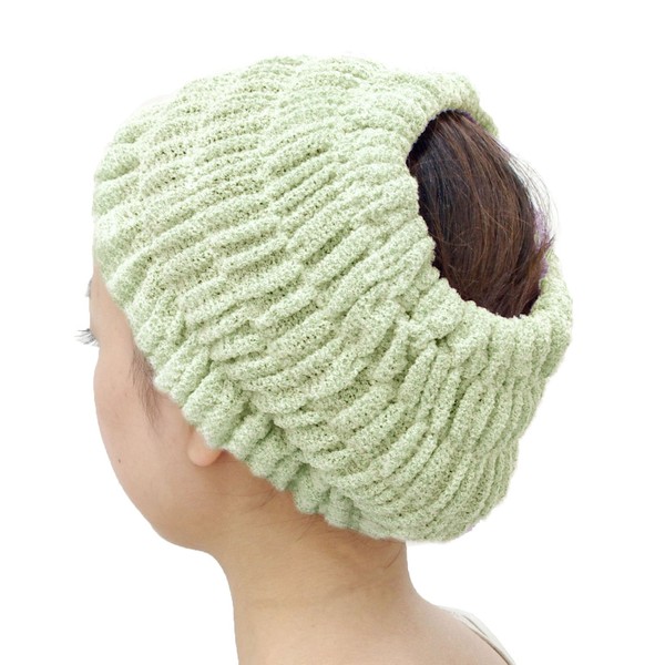 OKA PLYS base epi hair turban, easy to dry bath hair turban, green, one size fits most
