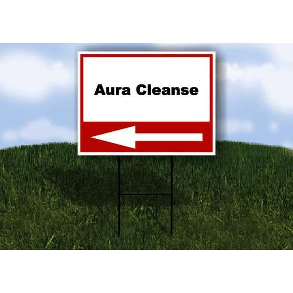 Aura Cleanse Left Arrow White Red Black Single Sided 18x24