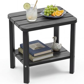 Outdoor Side Table, Weather Resistant 2-Tier Small Outdoor Table