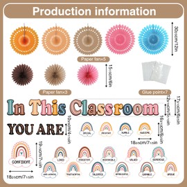 Welcome Back to School Bulletin Board Decorations, Boho Theme Back to School Decorations Rainbow Motivational Words Cutouts for Classroom Office Window Clings