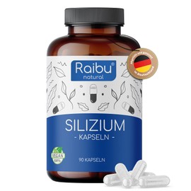 Raibu® Silicon Capsules High Dose - 90 Capsules for 3 Months - 667mg - Organic Silicon High Dose from Bamboo Extract per Capsule - No Additives, Made in Germany, Vegan