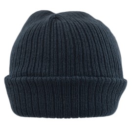 Faith & Sarah Kids Baby Beanie Hat Boy Girl - Fleece Lined - Knitted Baby Cap Navy Blue 0-3 Months