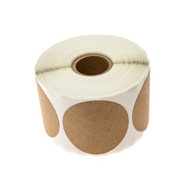 1 Roll 1 Inch Natural Brown Craft Gift Tag Stickers Blank Permanent Adhesive Kraft Label Stickers for Christmas Gifts Mason Jars Glass Bottles 500 Pieces Stickers per Roll Round Shaped