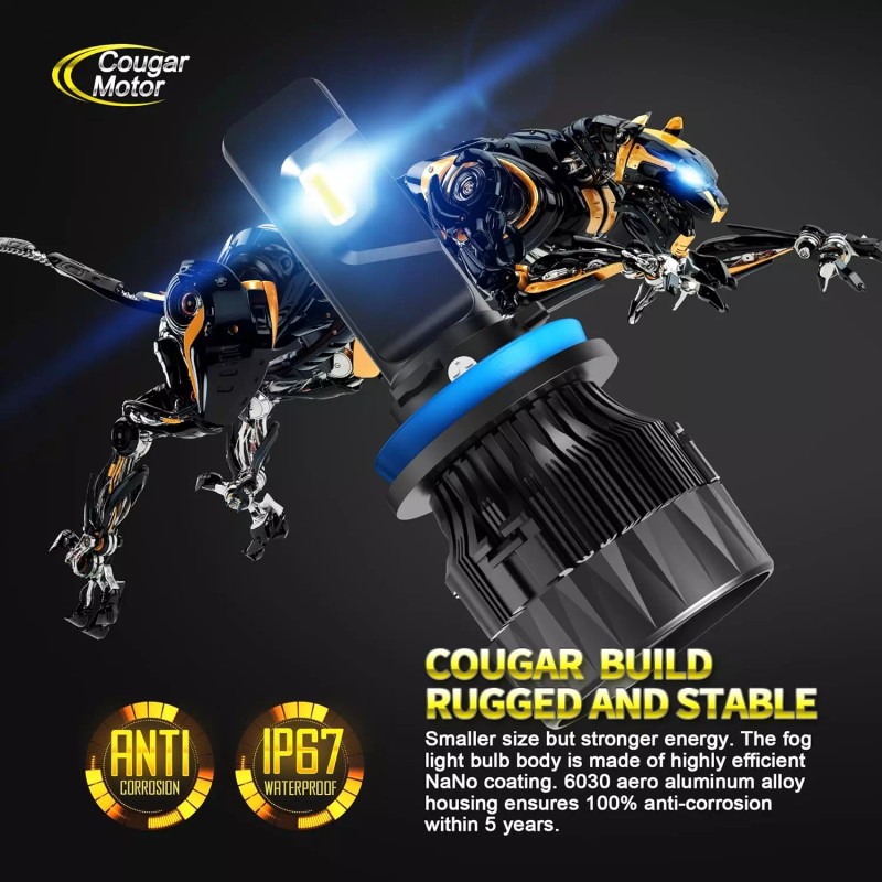 Cougar Motor H11 H9 H8 LED Fog Lights Bulbs 18000LM