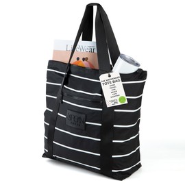 Stripe Beach Totes Bags for Women for Work - Travel Tote Bags Lightweight - Cute Tote Bag for Weekend Getaways - Weekender Foldable Zipper Large Shoulder Strap