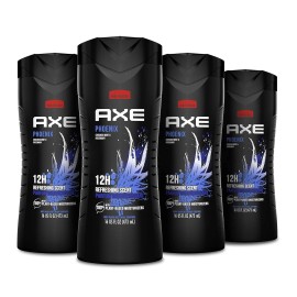 Unilever AXE Body Wash Phoenix 12H Refreshing Scent Crushed Mint & Rosemary 4 Count