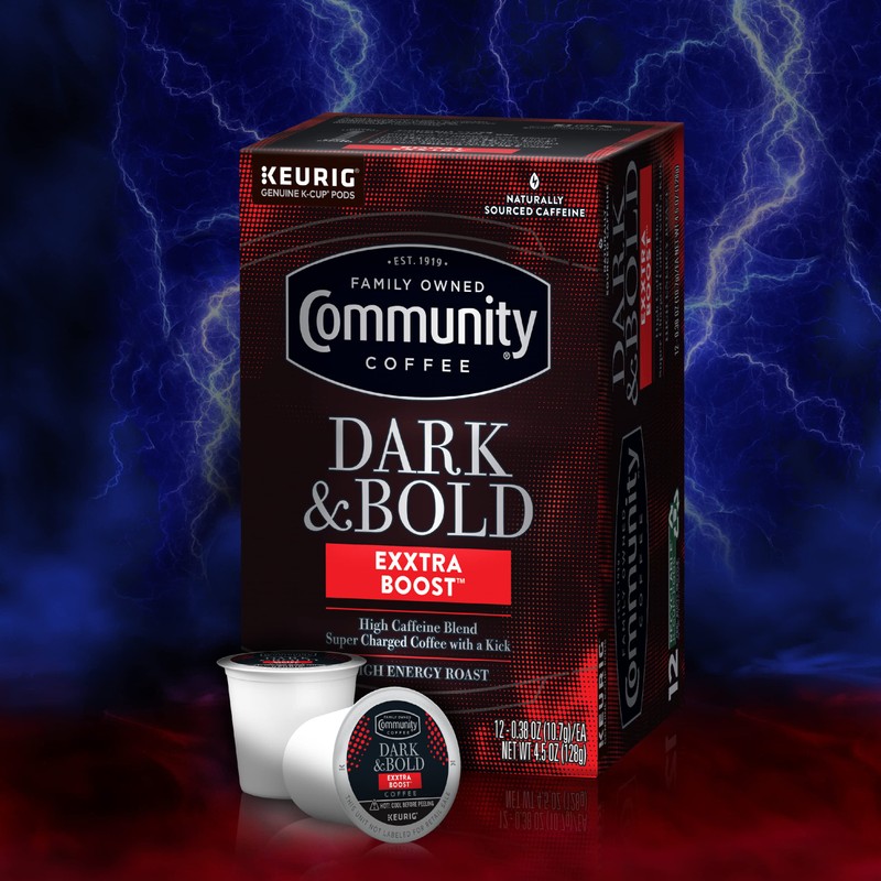 Community Coffee Dark & Bold Exxtra Boost 72 Count Coffee