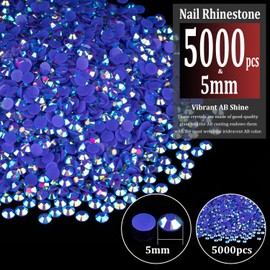 5000pcs 5mm Resin Rhinestones Bulk, Dark Blue AB Flatback Round Jelly Rhinestones Bedazzling Non Hotfix Crystal Gems Large Quantity Wholesale for DIY Crafts Clothes Tumblers Face Makeup Manicure
