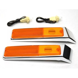 Crown Automotive New 6-PC Front Side Marker Lamp & Chrome Bezel Set / For 1974-1991 Jeep SJ FSJ