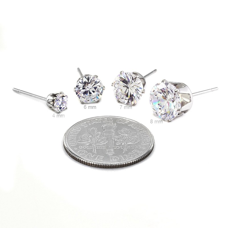 JewelrieShop Earrings for Women Studs Set Stainless Steel CZ Earing