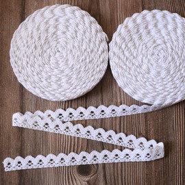 DAHI Lace Ribbon White 26 Metres Trim Made of Cotton Vintage Decorative Crochet Lace Decorative Ribbon Fabric for Sewing Craft Wedding Decoration (White / 15mm Triangle)
