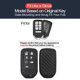 INFIPAR 2pcs Compatible with Honda Odyssey Key Fob Cover Case Key Chain 7 Buttons Smart Carbon Fiber Looks Rubber Protector Keyless Remote Jacket for Honda Odyssey Elite EXL EX EX-L LX Touring
