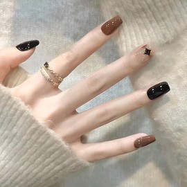 ALLEVG Nail Tips, 24 Pieces, Long Ballerina, Fall & Winter, Popular Japanese Style, Cute, Simple, Stylish, Coming of Age Ceremonies, School Entrance Ceremonies, Graduation Ceremonies, Weddings,