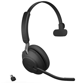 Jabra Evolve2 65 MS Wireless Headset with Link380c, Mono, Black â Wireless Bluetooth Headset for Calls and Music, 37 Hours of Battery Life, Passive Noise Cancelling Headphones