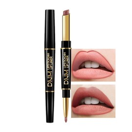 NILKJAR Nude Brown Women's Matte Lipstick and Lip Liner Set,DNM Double-ended Design Lipstick and Lip Liner in One,Lasting Waterproof Lipstick and Lip Liners Combo Lip Liner Pencil Set 12#