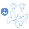 White Cotton Hair Scrunchies for Women's Hair with Ribbon -