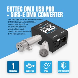 Enttec DMX USB Pro 70304 Lighting Interface & SIRS-E 70029 5P Male to 3P Female Connector (Adapter) - Bundle …
