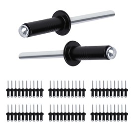 60-Piece Black Rivet Set, Blind Rivets Set Made of Aluminium/Steel, 4.8 mm x 13 mm Blind Rivets Set, Pop Rivets for Construction, Marine, Automotive and Furniture