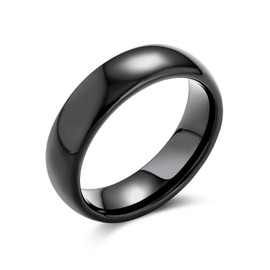 Bling Jewelry Black Tungsten Dome Wedding Band Ring 6mm