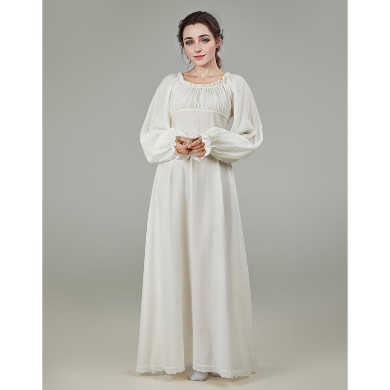 daizbella Medieval Renaissance Chemise Dress White Retro Medieval Dress Renaissance