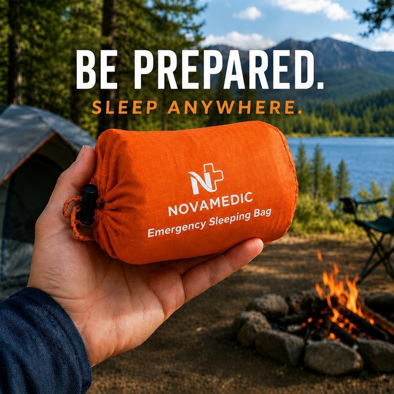 NovaMedic Emergency Sleeping Bag – 84"x36" Thermal Mylar Survival Bivy