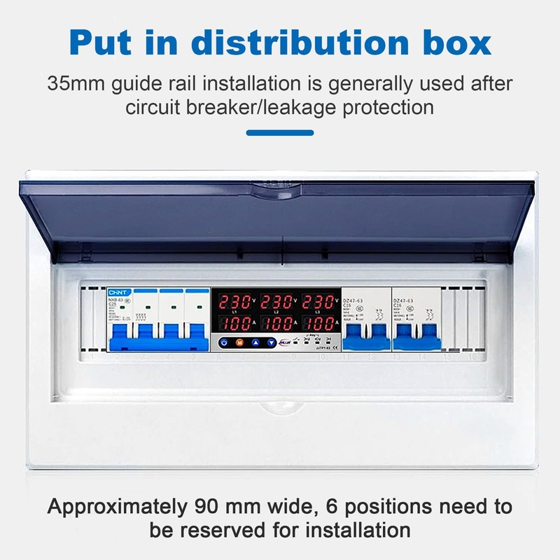 Jadeshay 3 Phase DIN Rails Voltmeter Ammeter Electricity Meter DIN